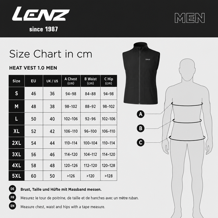 Lenz Heizweste Herren (Heat Vest 1.0 MEN) - SET inkl. AKKU