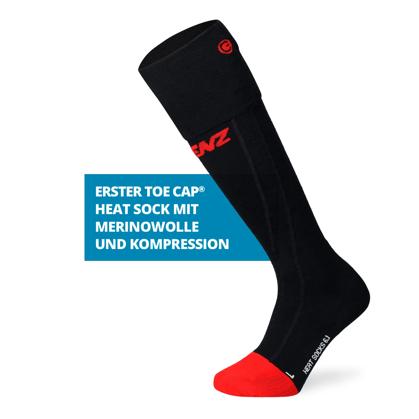LENZ-HEAT SOCK 6.1 TOE CAP COMPRESSION BLACK/RED - Chaussette chauffante